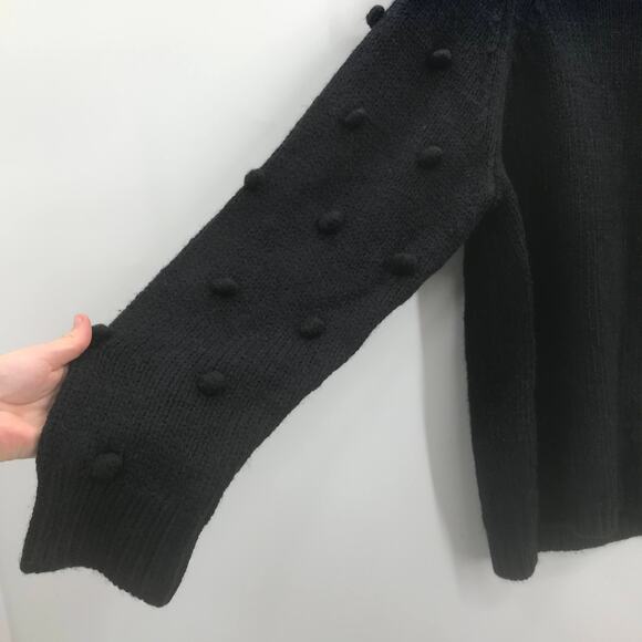 Cece Black Ball Sleeves Knitted Sweater Medium NWT - Picture 3 of 5